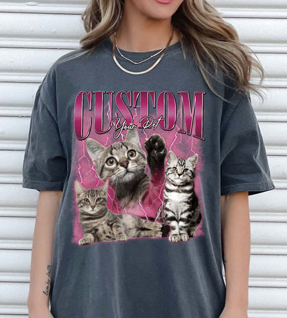 Custom Your Pet Photo T-Shirt, Comfort Color Personalized Vintage Style Shirts