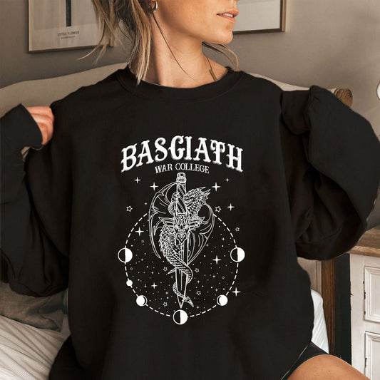 Basgiath War College Shirt, Fourth Wing Shirt Dragon Rider Violet Sorrengail Xaden Riorson, Embroidered Sweatshirt.