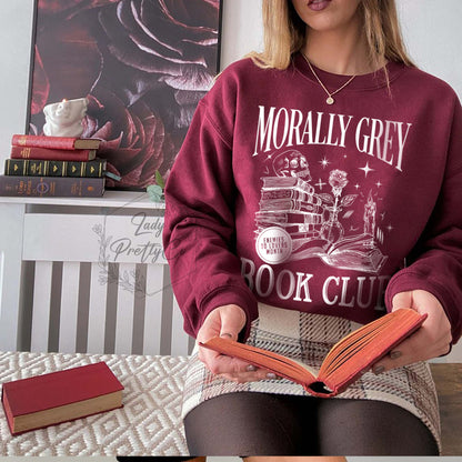 Morally Grey Book Club Sweatshirt | Dark Romance Crewneck, Spooky Season Sweatshirt, Bookish Shirt Vintage Bookish Shirt For Book Lover Gift