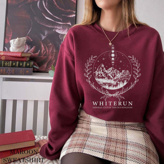 Whiterun Skyrim Sweater , Whiterun Skyrim Tshirt , Dragonborn Dawnguard Hearthfire Crew Neck Video Game Lover Women's Gamer Gift