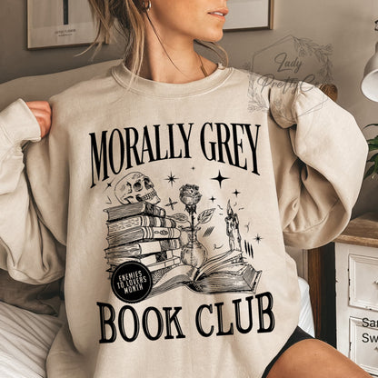 Morally Grey Book Club Sweatshirt | Dark Romance Crewneck, Spooky Season Sweatshirt, Bookish Shirt Vintage Bookish Shirt For Book Lover Gift