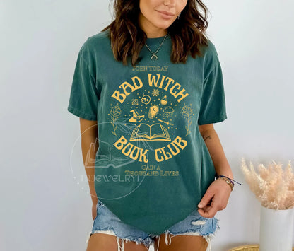 Bad Witch Book Club Crewneck Design Png, Bookish, Halloween Png, Book Lover, Reader Gift, Autumn, Witchy, Book Club, A Thousand Lives Png