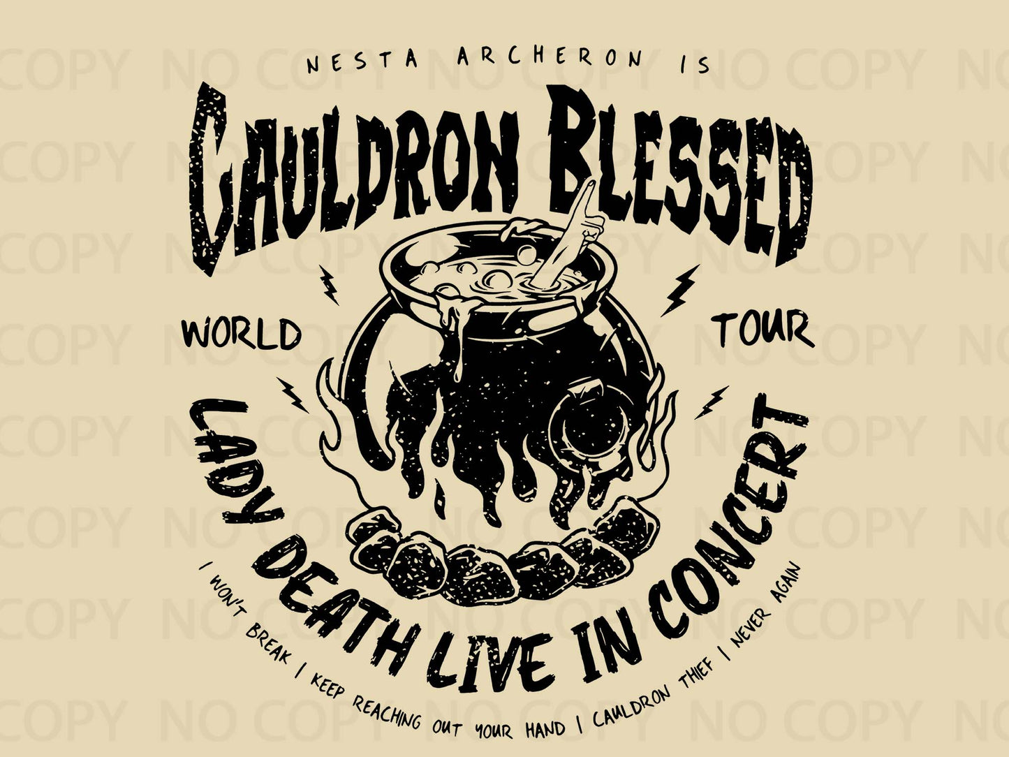 Nesta Archeron Acotar Cauldron Blessed Lady Death Band Shirt Design png, Lady Death Live In Concert png, World Tour png, Digital Dowload