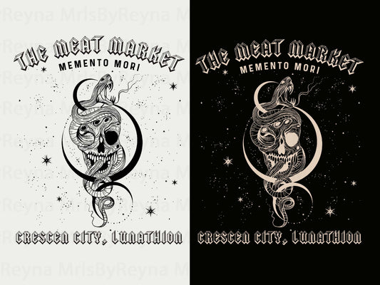 Crescent City Memento Mori Design Shirt Png, Bella Canvas Crescent City, The Meat Market, Sarah J Maas Design, bookish Design, Digital Png.