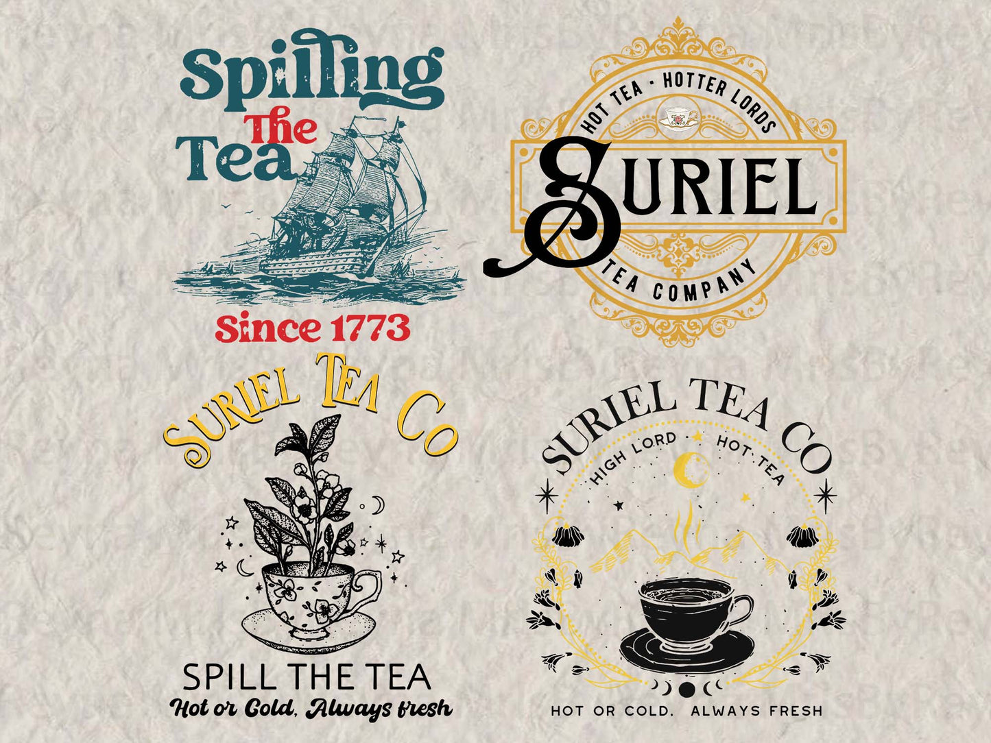 Spill The Tea with Suriel Png, Spilling The Tea Since 1773 Png, Suriel Tea and Co Png, Acotar Design Png, Sarah J Maas, Spill The Tea