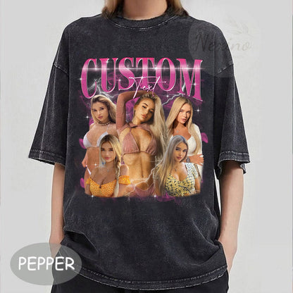 Custom Your Photo and Your Name T-Shirt, Comfort Color Personalized Vintage Style Shirts