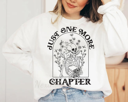 Just One More Chapter Shirt, Book With Flowers Shirt, Book Lover Sweatshirt, Floral Line Art, Shirt For Teacher, Bookworm Shirt, Bookish