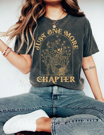 Just One More Chapter Shirt, Book With Flowers Shirt, Book Lover Sweatshirt, Floral Line Art, Shirt For Teacher, Bookworm Shirt, Bookish