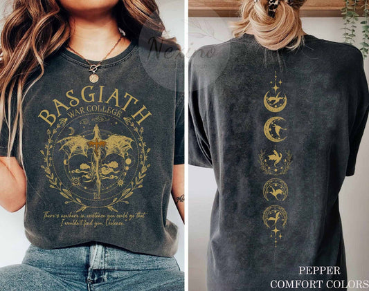 Basgiath War College Double-side Shirt, Fourth Wing T-shirt, Dragon Rider, Rebecca Yoros, Fly To Die, Violet Sorrengail, Bookish Shirt