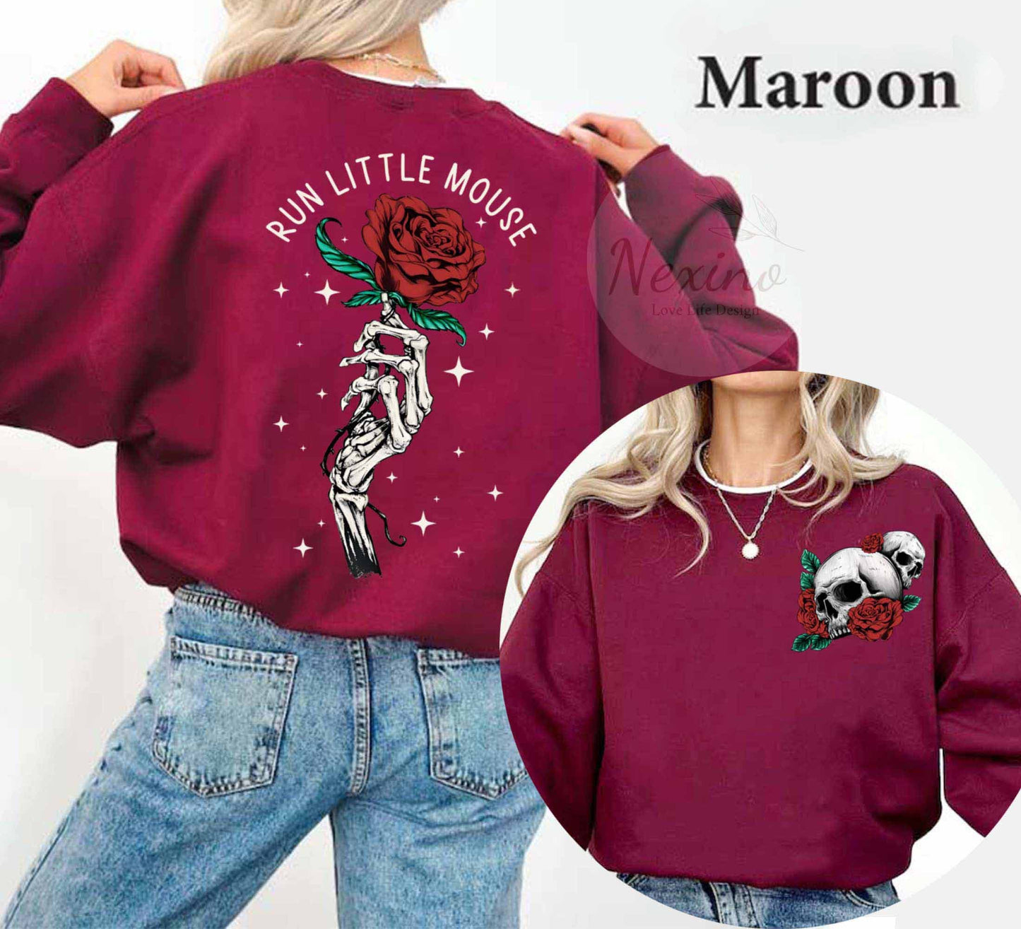 Run Little Mouse Sweatshirt, Rose Skeleton Comfort Shirt, Haunting Adeline Sweat, Dark Romance Merch, Smut Reader, Book Lover Gifts For Her