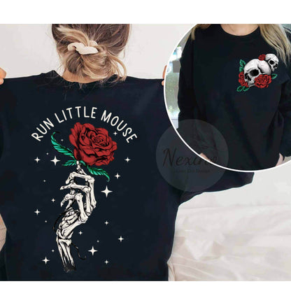 Run Little Mouse Sweatshirt, Rose Skeleton Comfort Shirt, Haunting Adeline Sweat, Dark Romance Merch, Smut Reader, Book Lover Gifts For Her