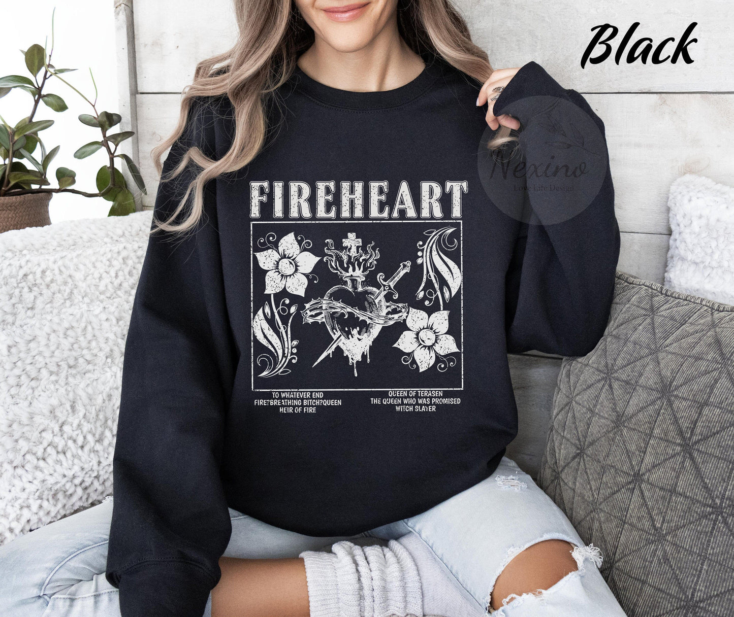 Fireheart sweatshirt, TOG, Kingdom of Ash, Rowan, Dorian, Manon, Aelin, SJM, Aelin fireheart, To whatever end, SJM merch, Kingsflame shirt