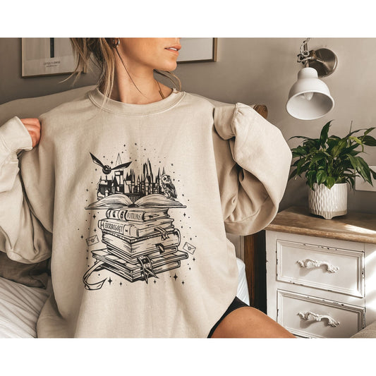 Books lover Sweatshirt | Vintage Wizard Sweatshirt | Magic World Shirt | Wizard World Shirt | HP Fan Gift Shirt | Wizarding World Sweats