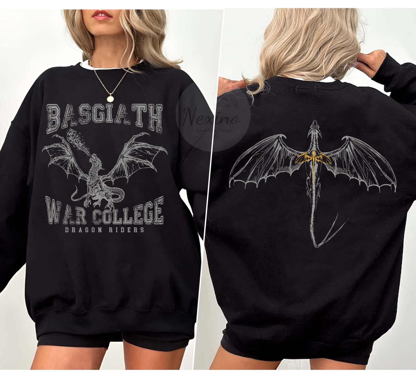 Fourth Wing Double-Sided Sweater, Basgiath War College Sweatshirt, Fourth Wing Shirt, Dragon Rider Shirt, Bookish Shirt, The Empyrean Series