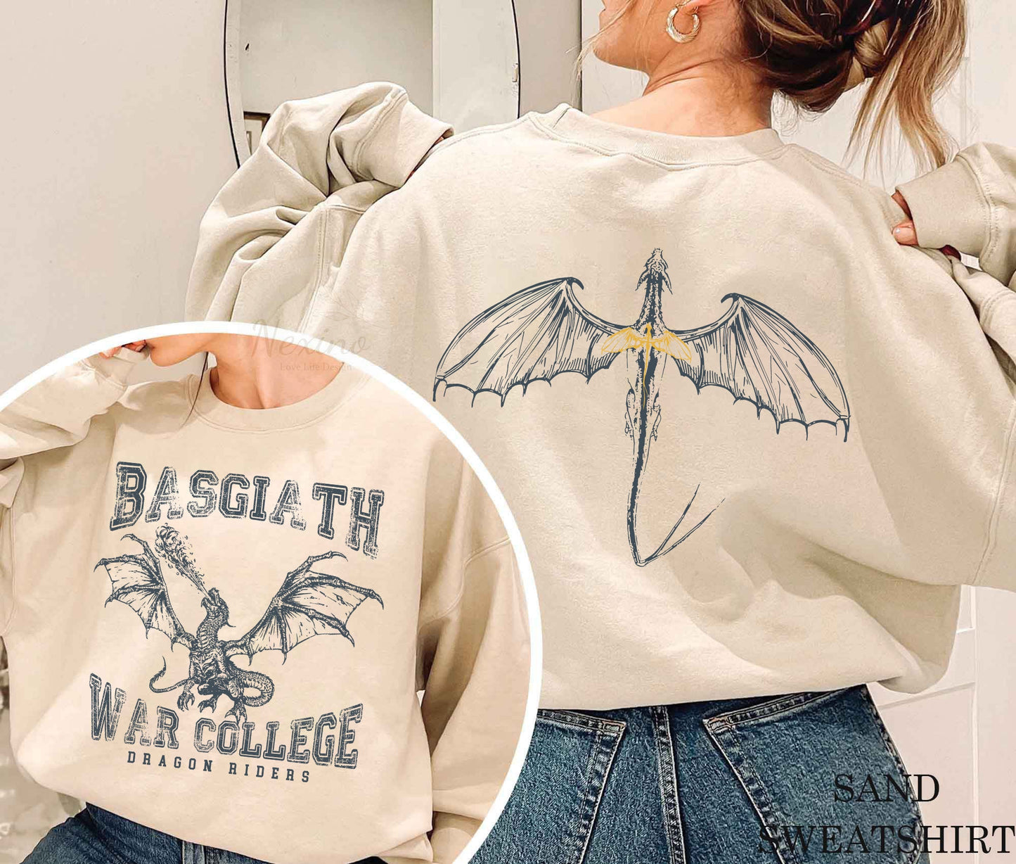 Fourth Wing Double-Sided Sweater, Basgiath War College Sweatshirt, Fourth Wing Shirt, Dragon Rider Shirt, Bookish Shirt, The Empyrean Series