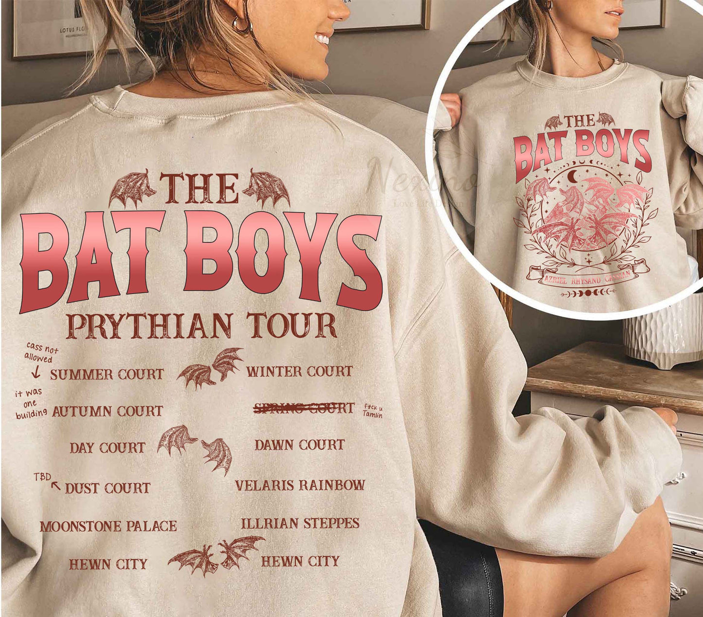 The Bat Boys Acotar Sweatshirt, The Night Court Illyrians, A Court of Thorns and Roses Rhysand Cassian Azriel, Feyre Bat Boy Wings, Bookish