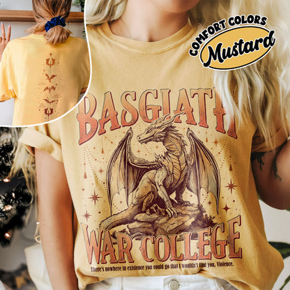 Fourth Wing Basgiath War College 2 Sided Comfort Colors Shirt, Trendy Book Dragon Shirt, Riders Quadrant, Basgiath War College Shirt