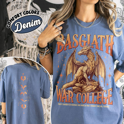 Fourth Wing Basgiath War College 2 Sided Comfort Colors Shirt, Trendy Book Dragon Shirt, Riders Quadrant, Basgiath War College Shirt