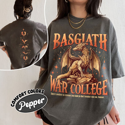 Fourth Wing Basgiath War College 2 Sided Comfort Colors Shirt, Trendy Book Dragon Shirt, Riders Quadrant, Basgiath War College Shirt