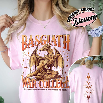 Fourth Wing Basgiath War College 2 Sided Comfort Colors Shirt, Trendy Book Dragon Shirt, Riders Quadrant, Basgiath War College Shirt