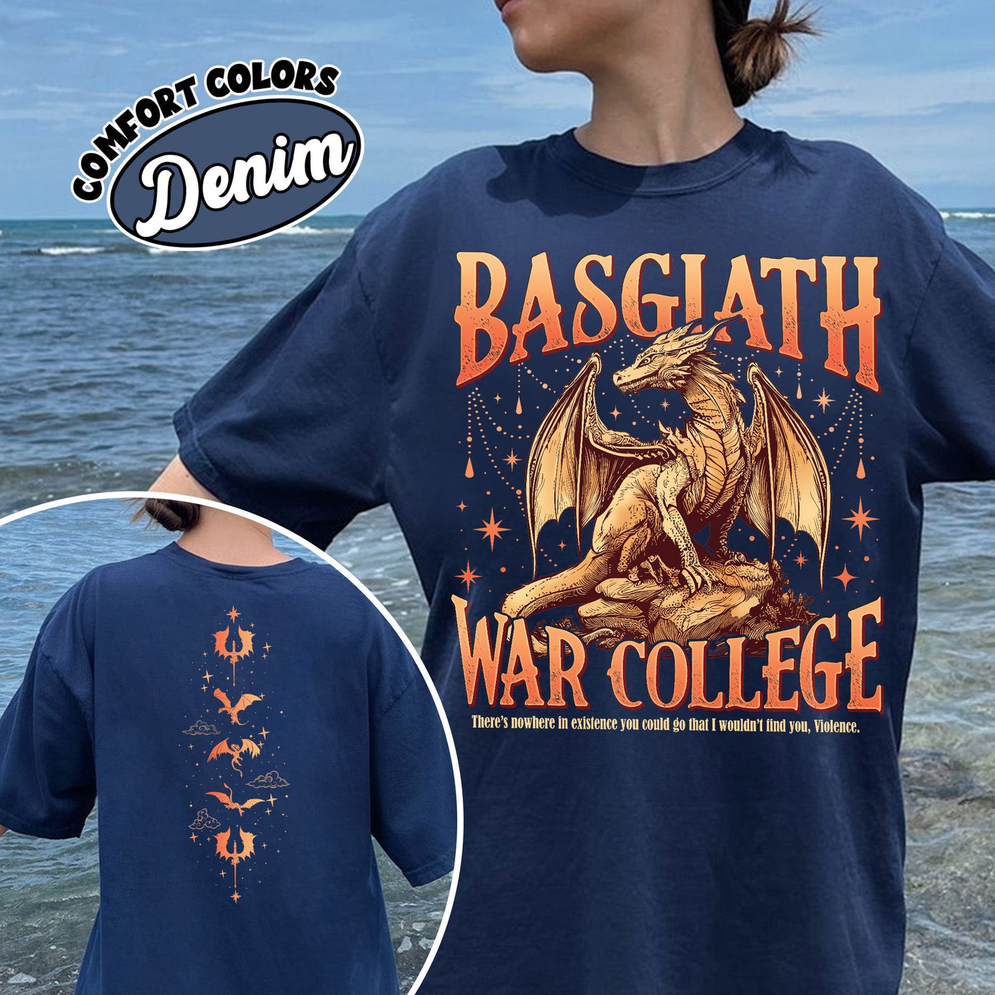 Fourth Wing Basgiath War College 2 Sided Comfort Colors Shirt, Trendy Book Dragon Shirt, Riders Quadrant, Basgiath War College Shirt