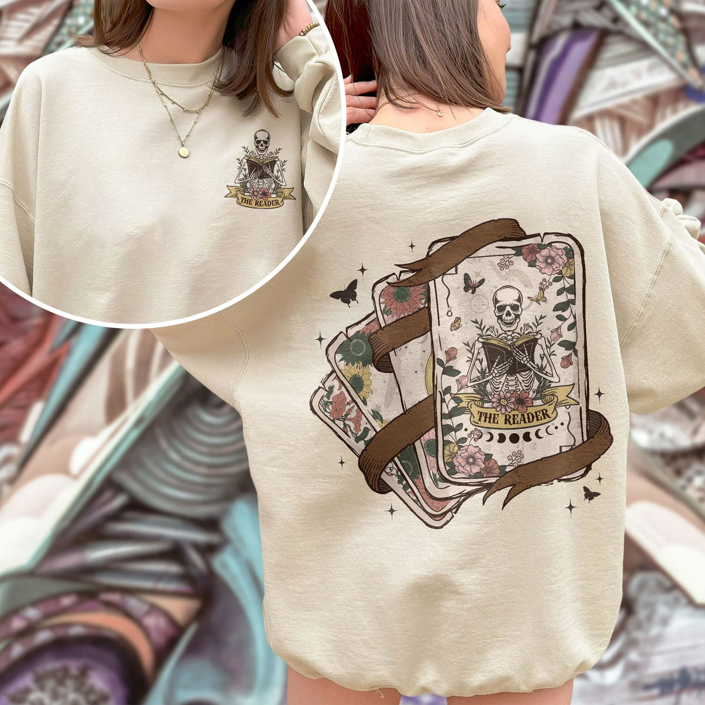 The Reader Tarot Card PNG, Skeleton Reading Shirt Designs, Tarot Card Digital Download , Book Lover Gift For Women, Book Lover PNG