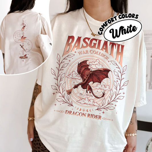 Basgiath War College Double-Sided Comfort Colors Shirt, Fourth Wing Inspired, Violet Sorrengail Xaden Riorson, Dragon Rider Bookish Shirt