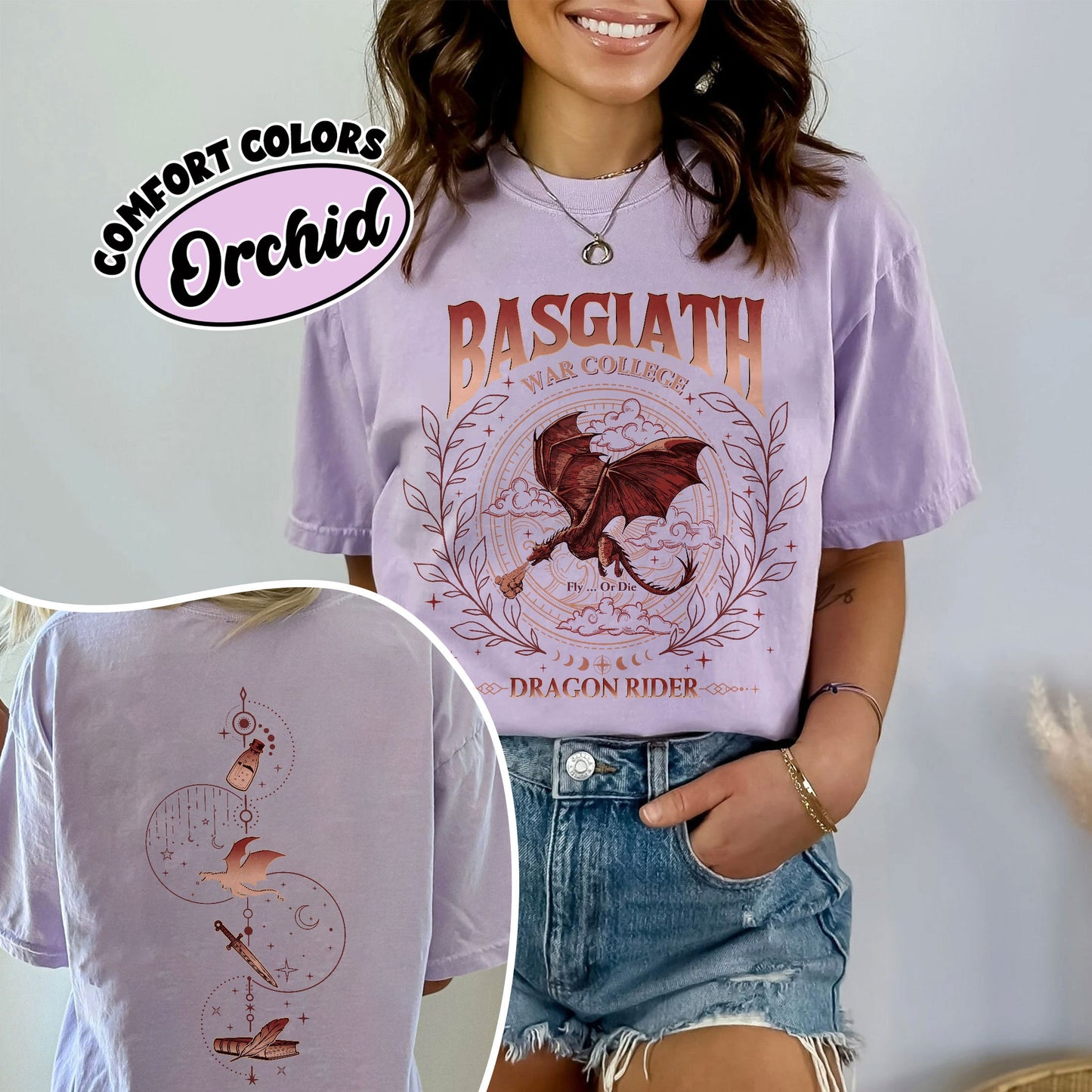 Basgiath War College Double-Sided Comfort Colors Shirt, Fourth Wing Inspired, Violet Sorrengail Xaden Riorson, Dragon Rider Bookish Shirt