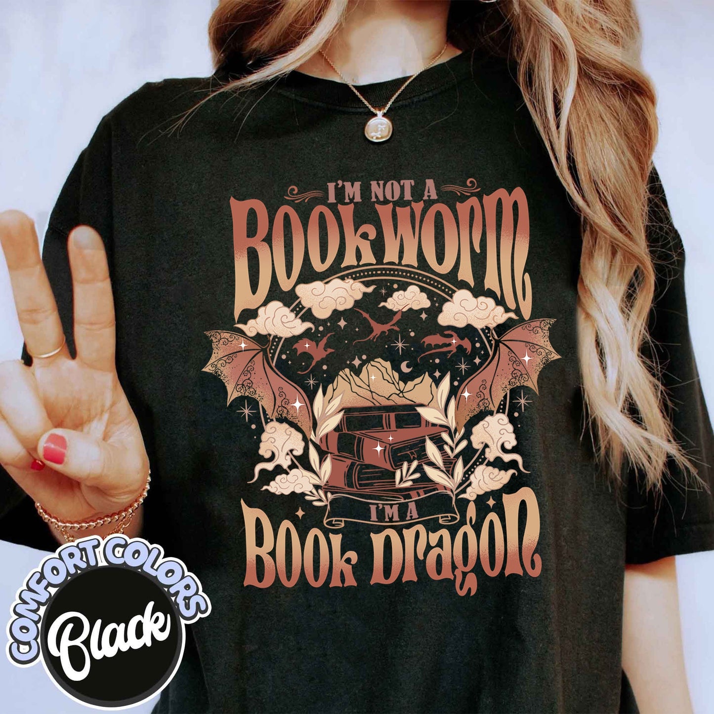 Fourth Wing Dragon Comfort Colors Shirt,Book Lover Shirt,Book Dragon Sweatshirt,Book Lovers Gift, I'm Not A Bookworm I'm A Book Dragon Shirt