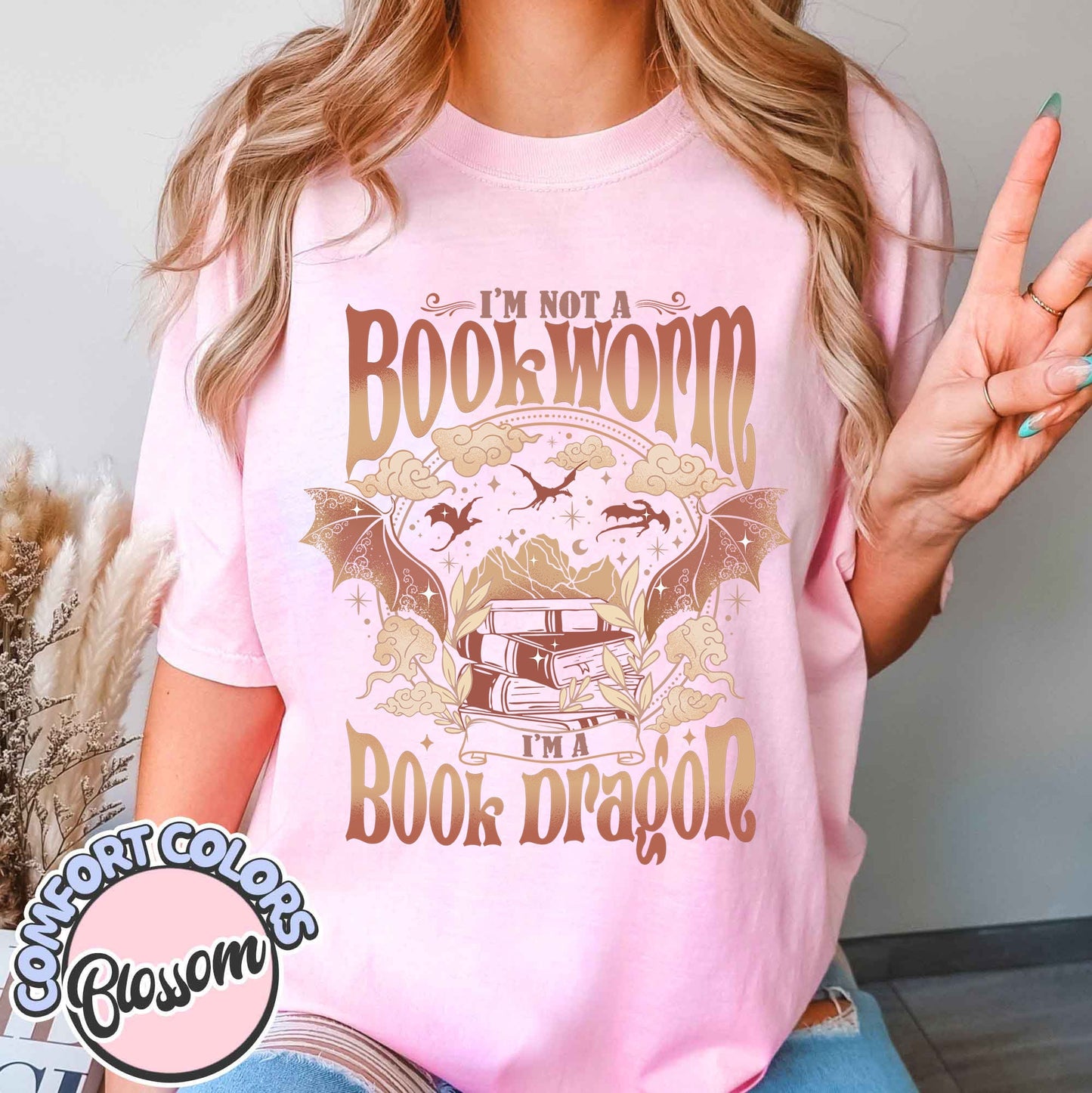 Fourth Wing Dragon Comfort Colors Shirt,Book Lover Shirt,Book Dragon Sweatshirt,Book Lovers Gift, I'm Not A Bookworm I'm A Book Dragon Shirt