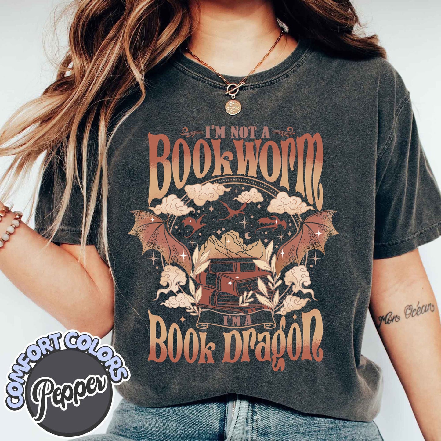 Fourth Wing Dragon Comfort Colors Shirt,Book Lover Shirt,Book Dragon Sweatshirt,Book Lovers Gift, I'm Not A Bookworm I'm A Book Dragon Shirt