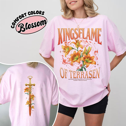 Kingsflame Flower TOG Fan Comfort Colors Shirt, Throne Of Glass Flower Inspired T Shirt, Aelin Galathynius Fireheart Tee, Book Lover Gift