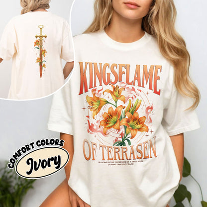 Kingsflame Flower TOG Fan Comfort Colors Shirt, Throne Of Glass Flower Inspired T Shirt, Aelin Galathynius Fireheart Tee, Book Lover Gift