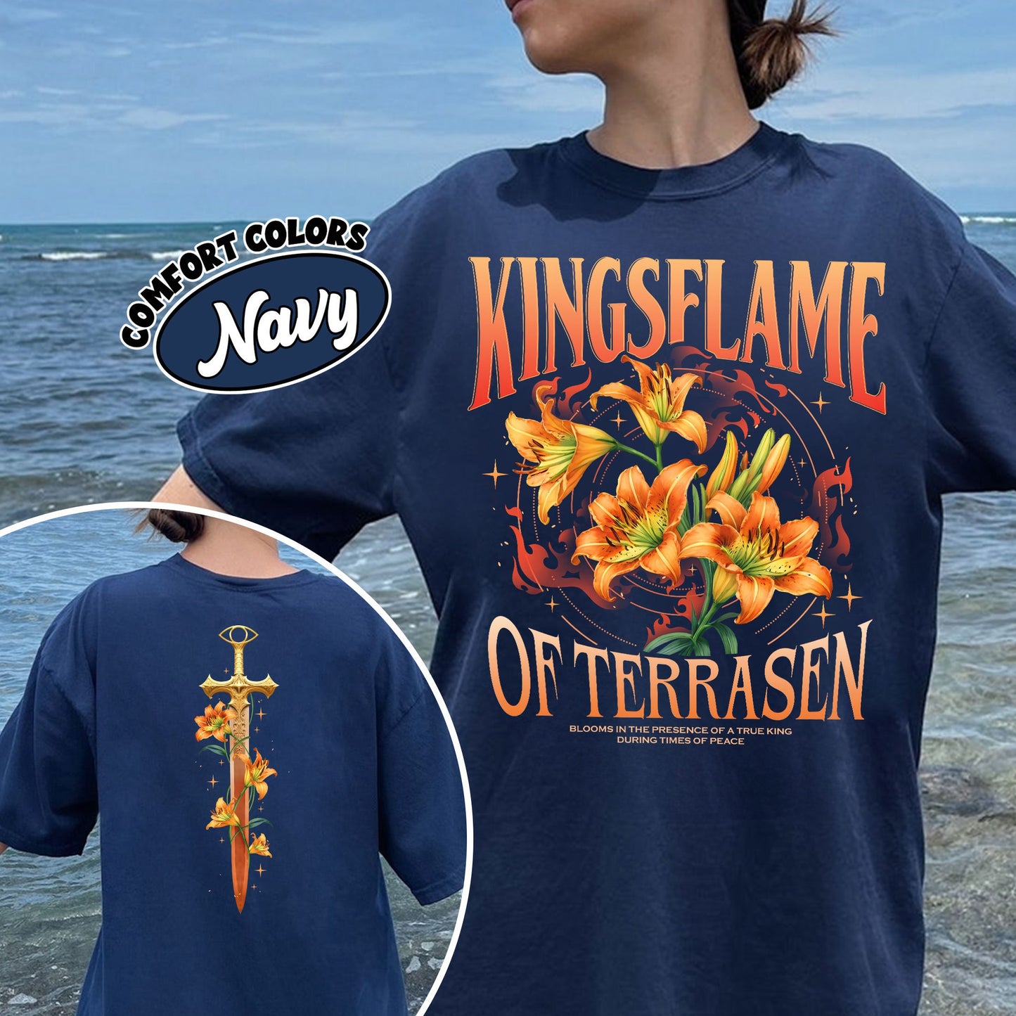 Kingsflame Flower TOG Fan Comfort Colors Shirt, Throne Of Glass Flower Inspired T Shirt, Aelin Galathynius Fireheart Tee, Book Lover Gift