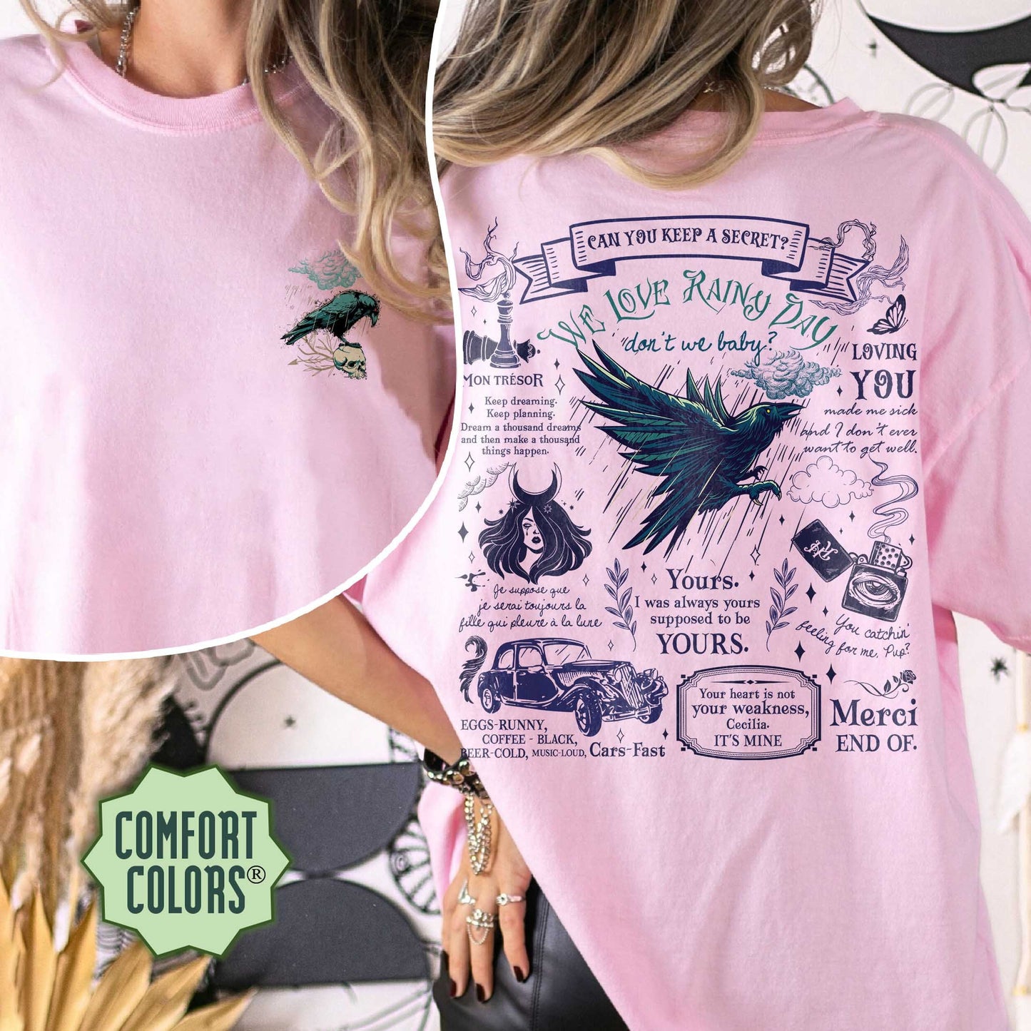 We Love Rainy Days Comfort Colors Shirt, Don't We Baby Shirt, Raven Shirt, Raven Series Shirt, Bookish Tee, Book Lover Gift, Romance Books