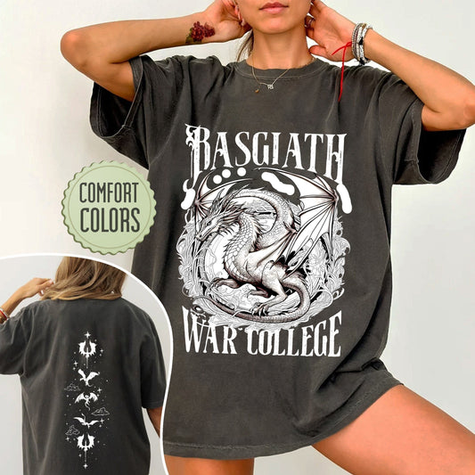 Basgiath War College 2-Sided Pattern Shirt - Vintage Dragon Rider Tee, Bookish Fourth Wing Sweatshirt, Fantasy Inspired Apparel