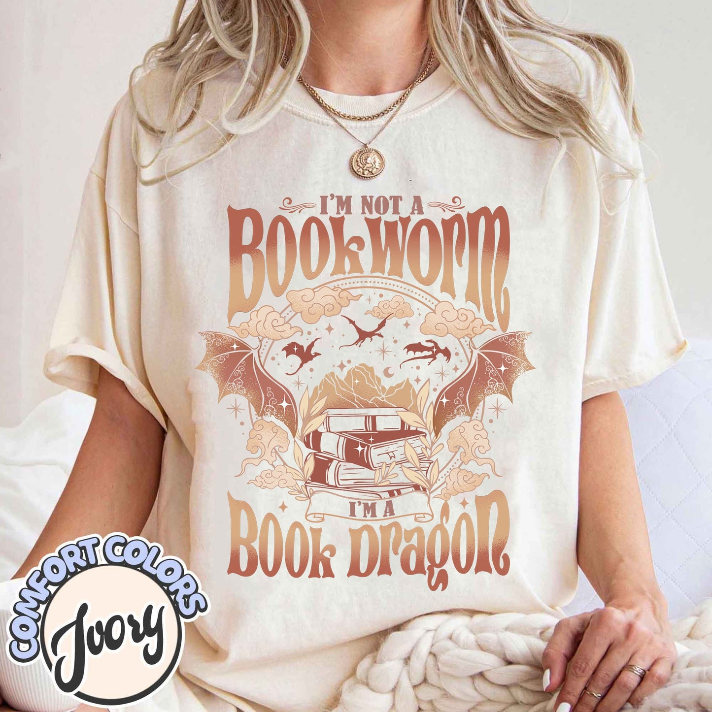 Fourth Wing Dragon Comfort Colors Shirt,Book Lover Shirt,Book Dragon Sweatshirt,Book Lovers Gift, I'm Not A Bookworm I'm A Book Dragon Shirt