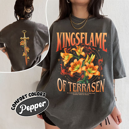 Kingsflame Flower TOG Fan Comfort Colors Shirt, Throne Of Glass Flower Inspired T Shirt, Aelin Galathynius Fireheart Tee, Book Lover Gift