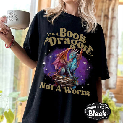 I'm Not A Bookworm I'm A Book Dragon Comfort Colors Shirt, Book Lover Shirt, Book Nerd Shirt, Reading Lover, Librarian Shirt,Book Lover Gift