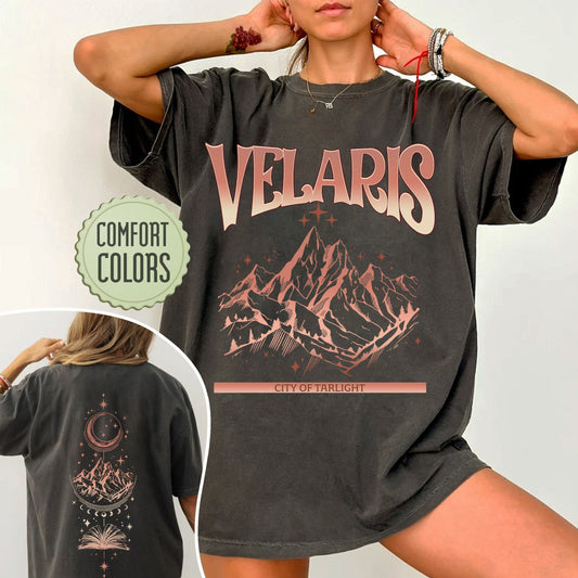 SJM Velaris Comfort colors shirt, Gold print, Original Design, Velaris shirt,City of Starlight, The Night Court,sjm merch, city of starlight