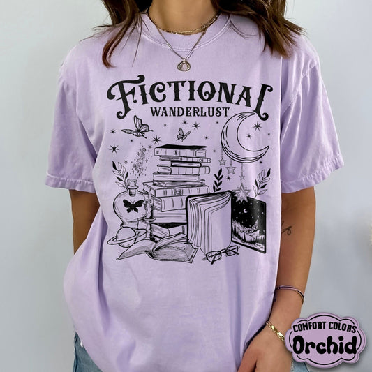 Fictional Wanderlust Comfort Colors Shirt, Poet Shirt, Literary Shirt, Bookish Shirt, Bookcore Shirt, Fantasy Book Shirt, Reading Shirt