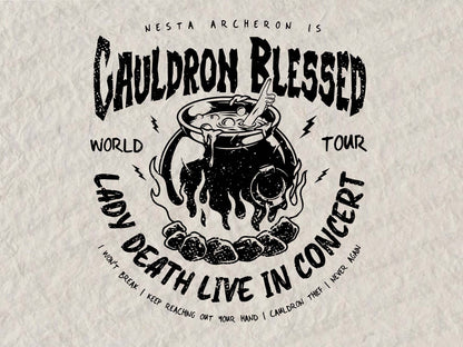 Nesta Archeron Acotar Cauldron Blessed Lady Death Band Shirt Design png, Lady Death Live In Concert png, World Tour png, Digital Dowload